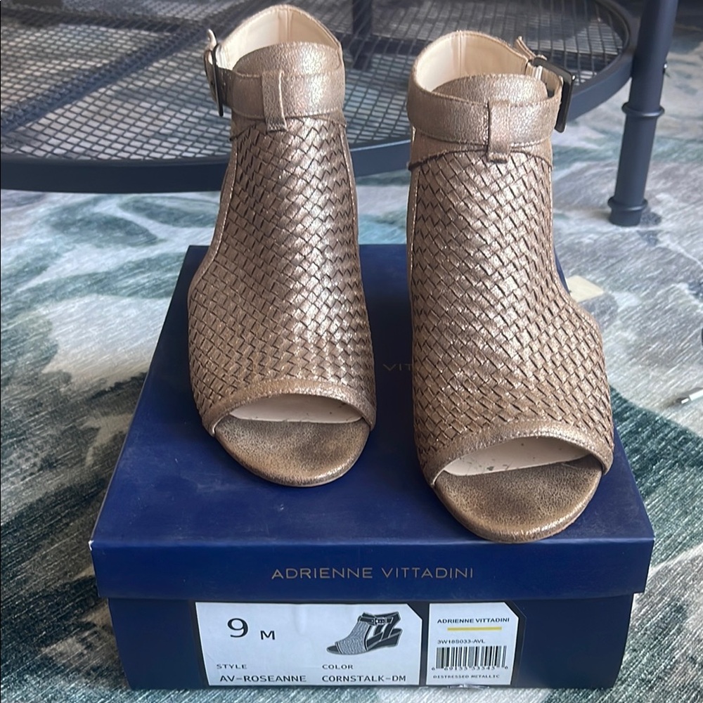 Adrienne Vittadini Gold Wedge Sandals